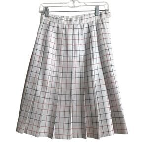 Vintage Pendleton Windowpane Plaid Classic Box Pleated Knee Length Skirt 12